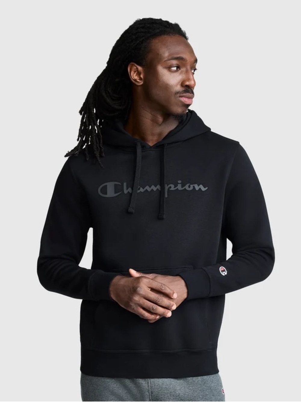 Champion POWERBLEND HOODIE, TONAL SCRIPT LOGO